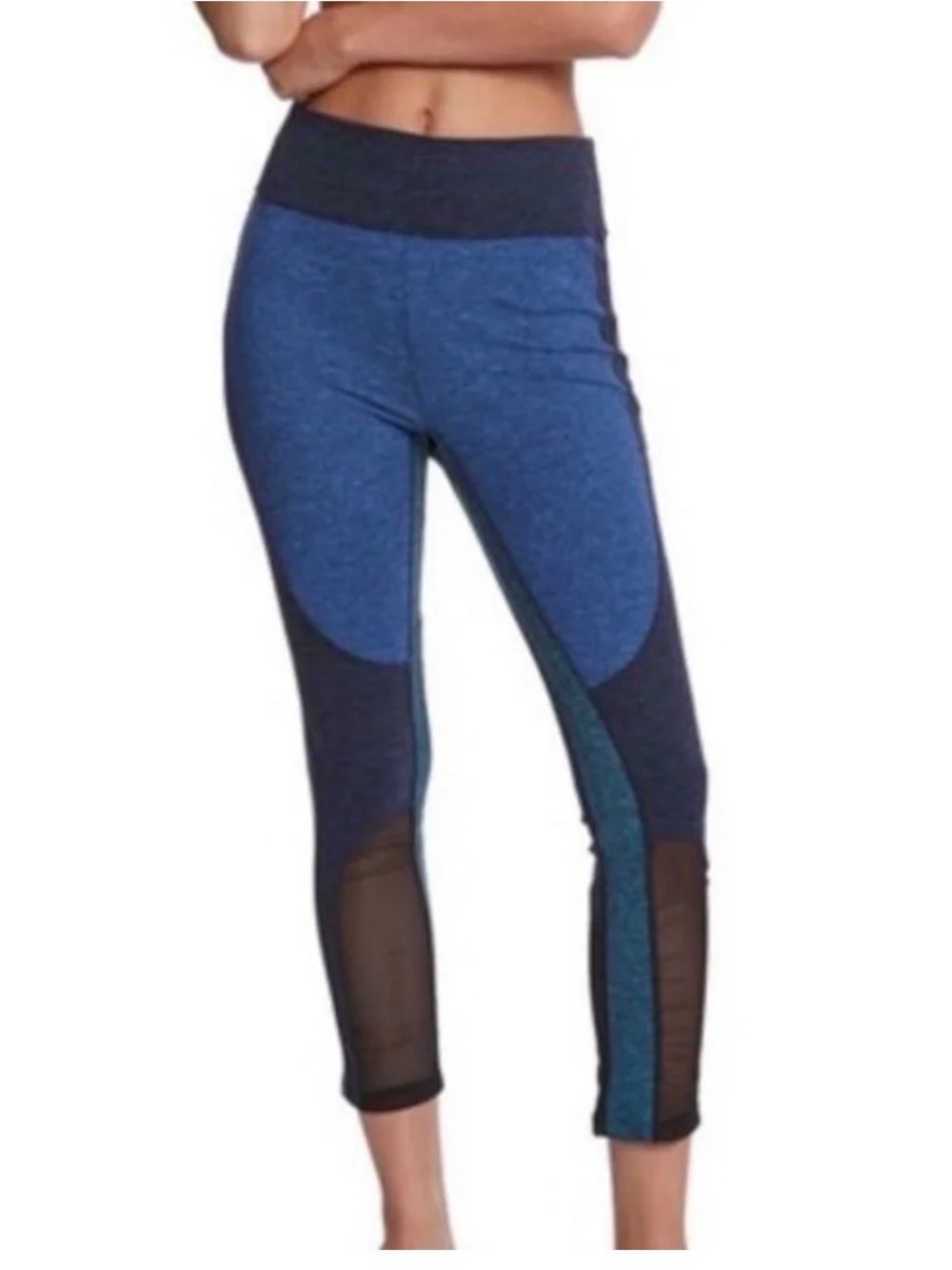 Free People Movement Dylan High Waist Crop Leggings Size S Blue Marled Mesh